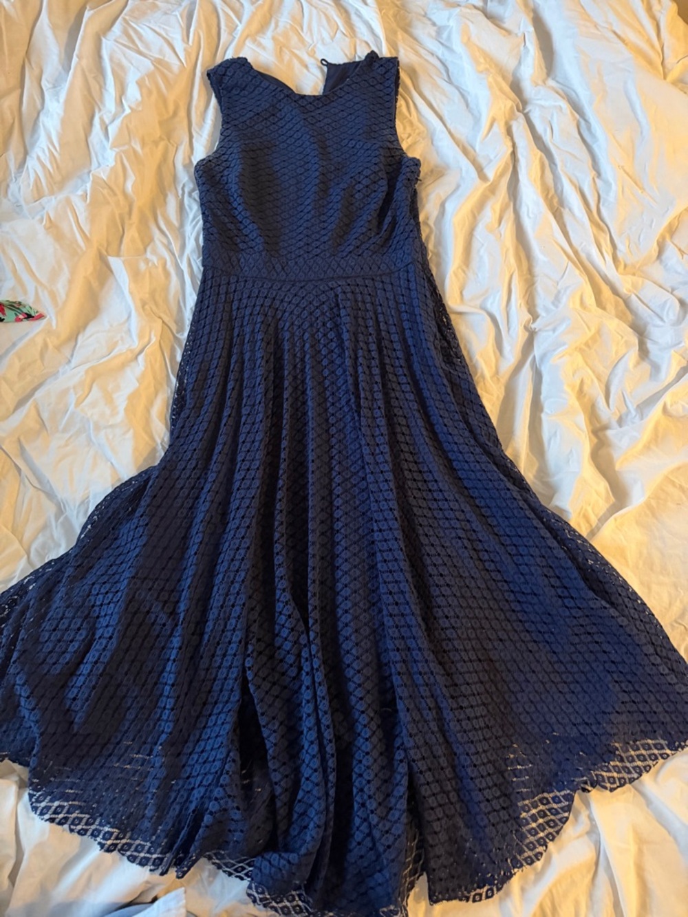 Navy Sleeveless Lace Dress